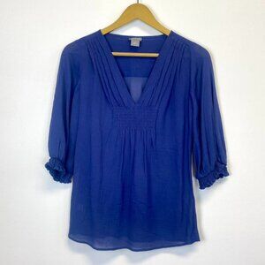 Ann Taylor Blue Silk Blend Blouse